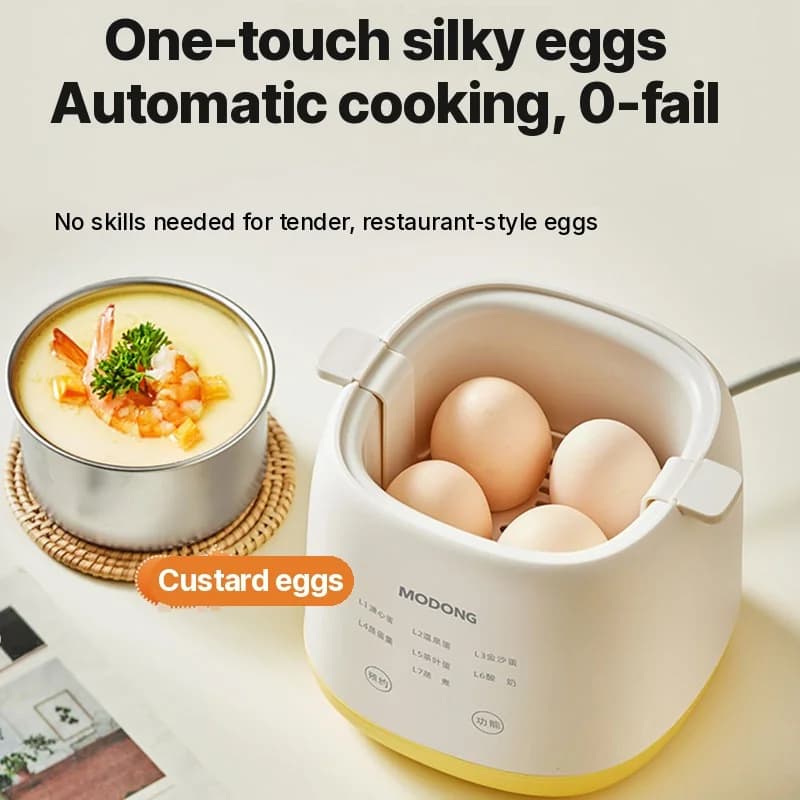 Elektrisk äggkokare för 4-6 ägg med skål för äggkräm