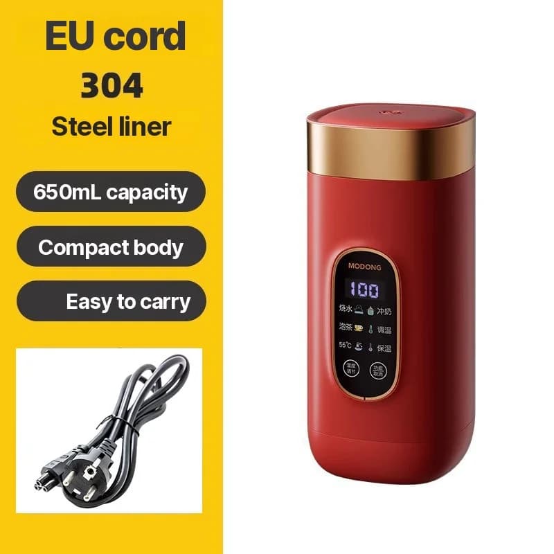 Bärbar elektrisk värmecup 650ml med 304 eller 316 innerdel