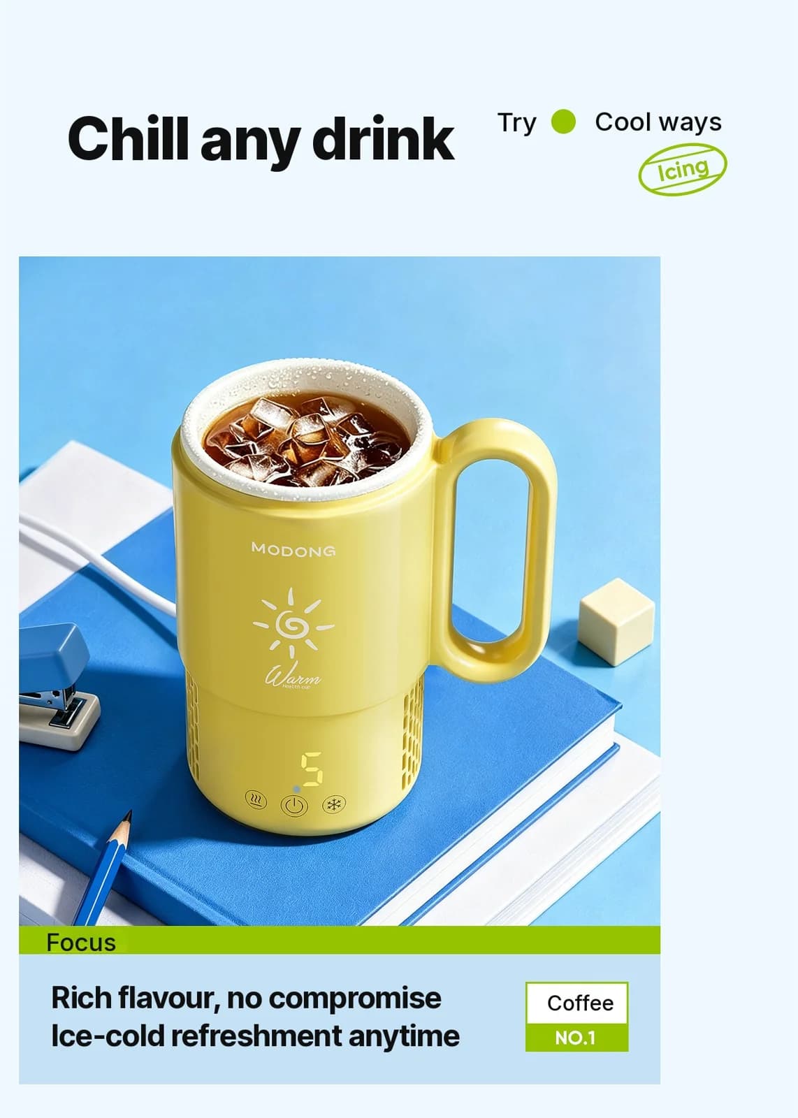 Bärbar värme- och kylkopp 450mL 36W pekstyrning