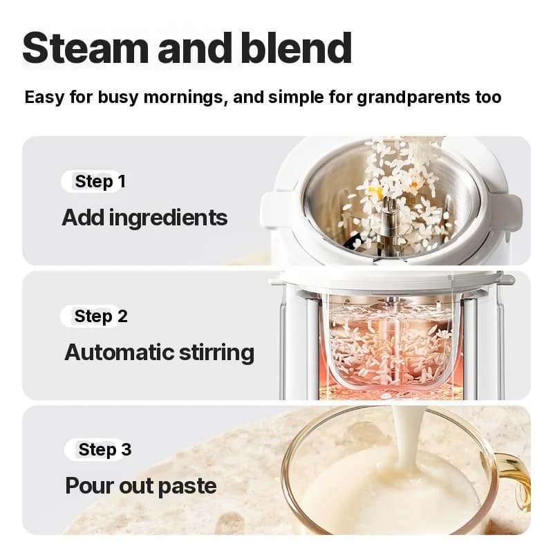 Baby food maker med värme, ångning och malning