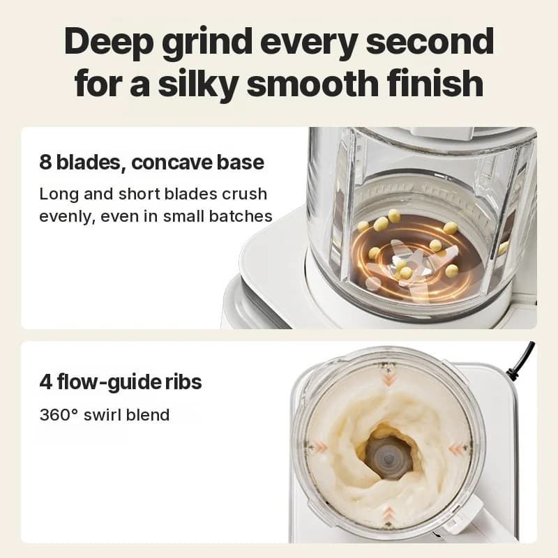Värmeblender med tyst drift och varmhållningsfunktion