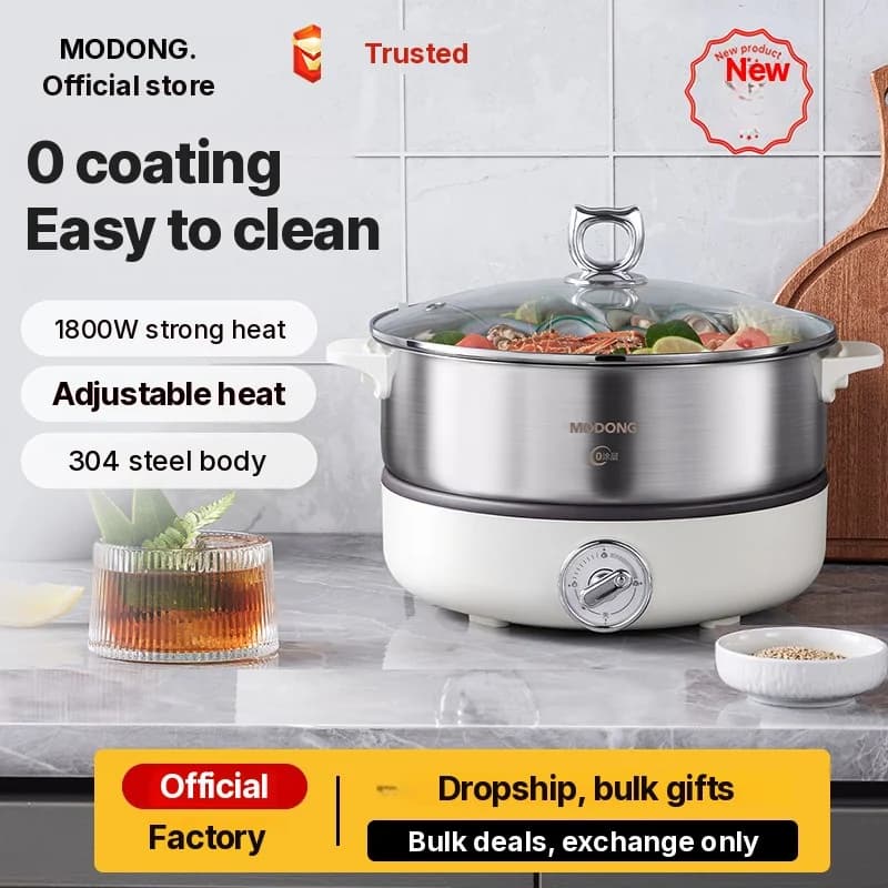 Delad elektrisk hot pot med innerkärl i rostfritt stål 1500W