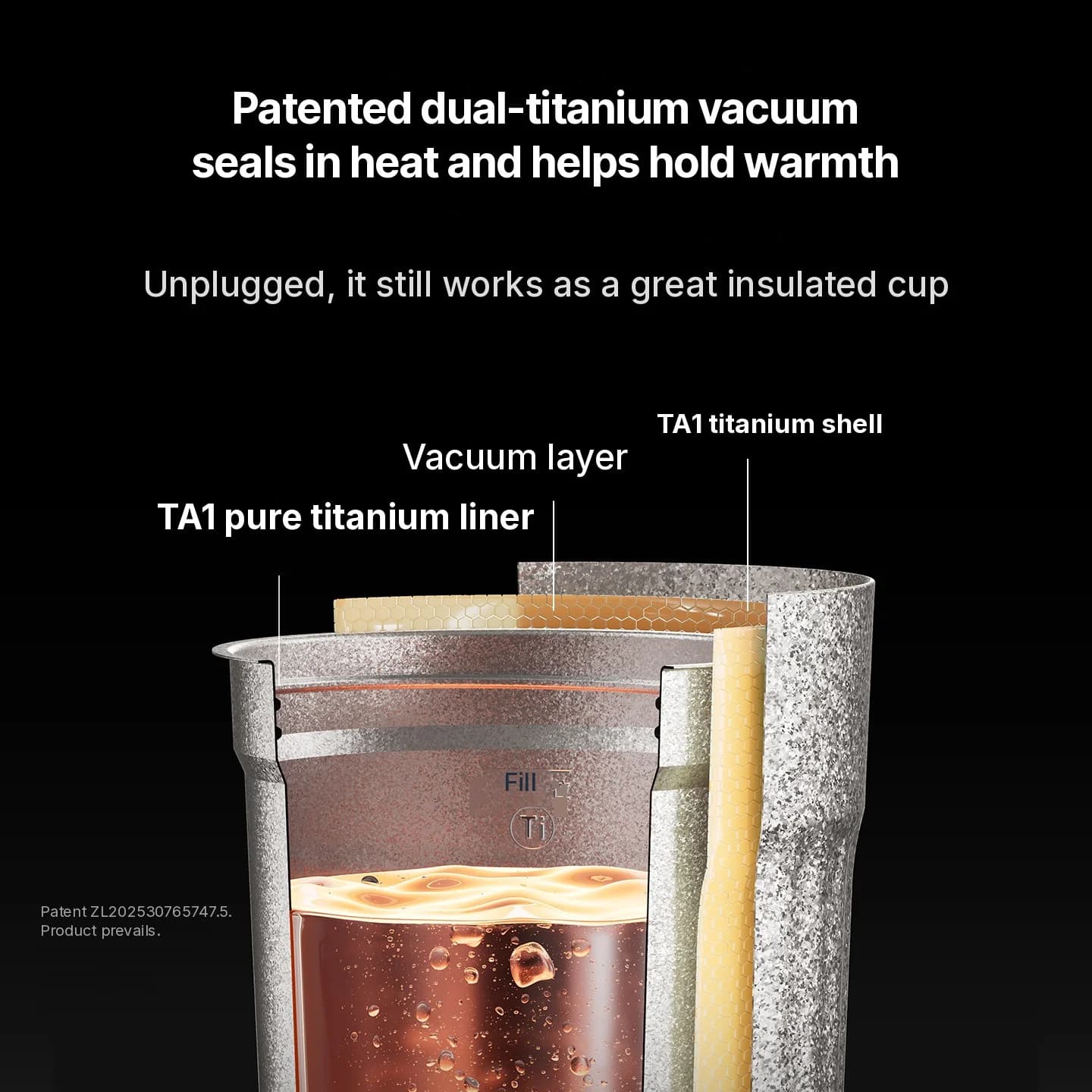 Bärbar elektrisk titanmugg 400 ml temperaturdisplay