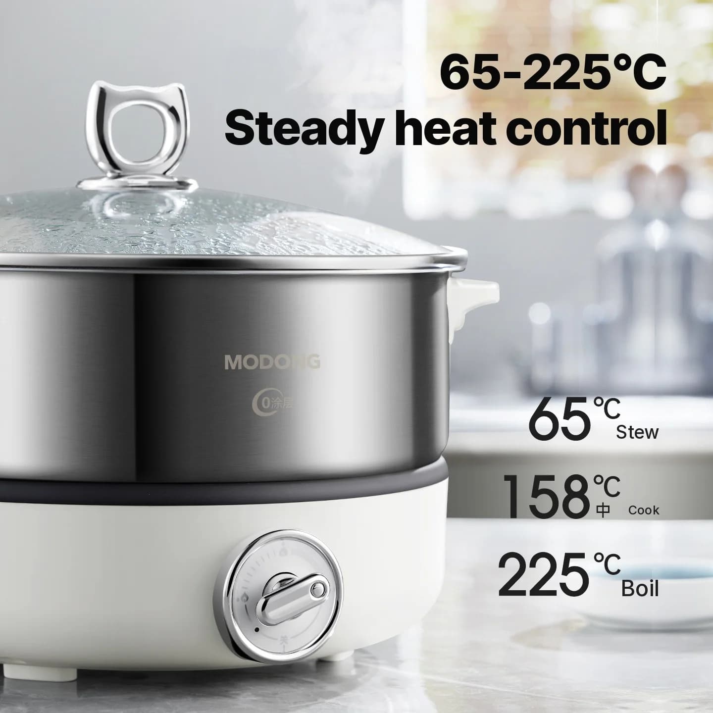 Delad elektrisk hot pot med innerkärl i rostfritt stål 1500W