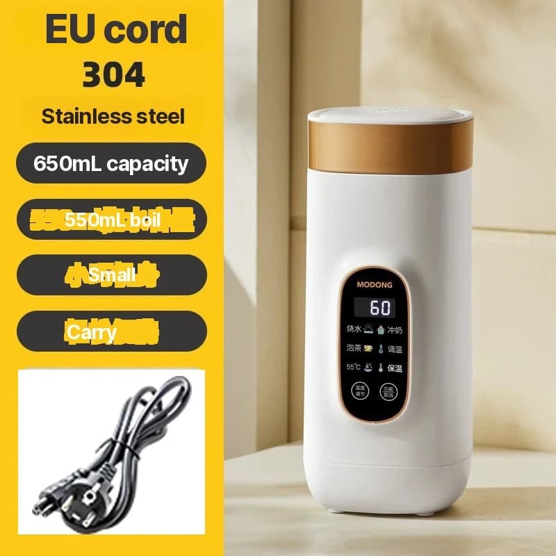 Bärbar elektrisk värmekopp 650ml med 304- eller 316-innerkärl
