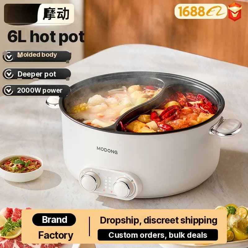 6L elektrisk hot pot med dubbla zoner och oberoende temperaturkontroll