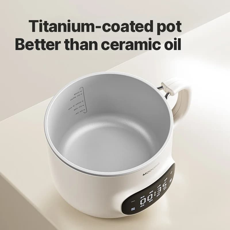 Mini elektrisk matlagninggryta 2 L med nonstick-keramikinsida och ångkorg
