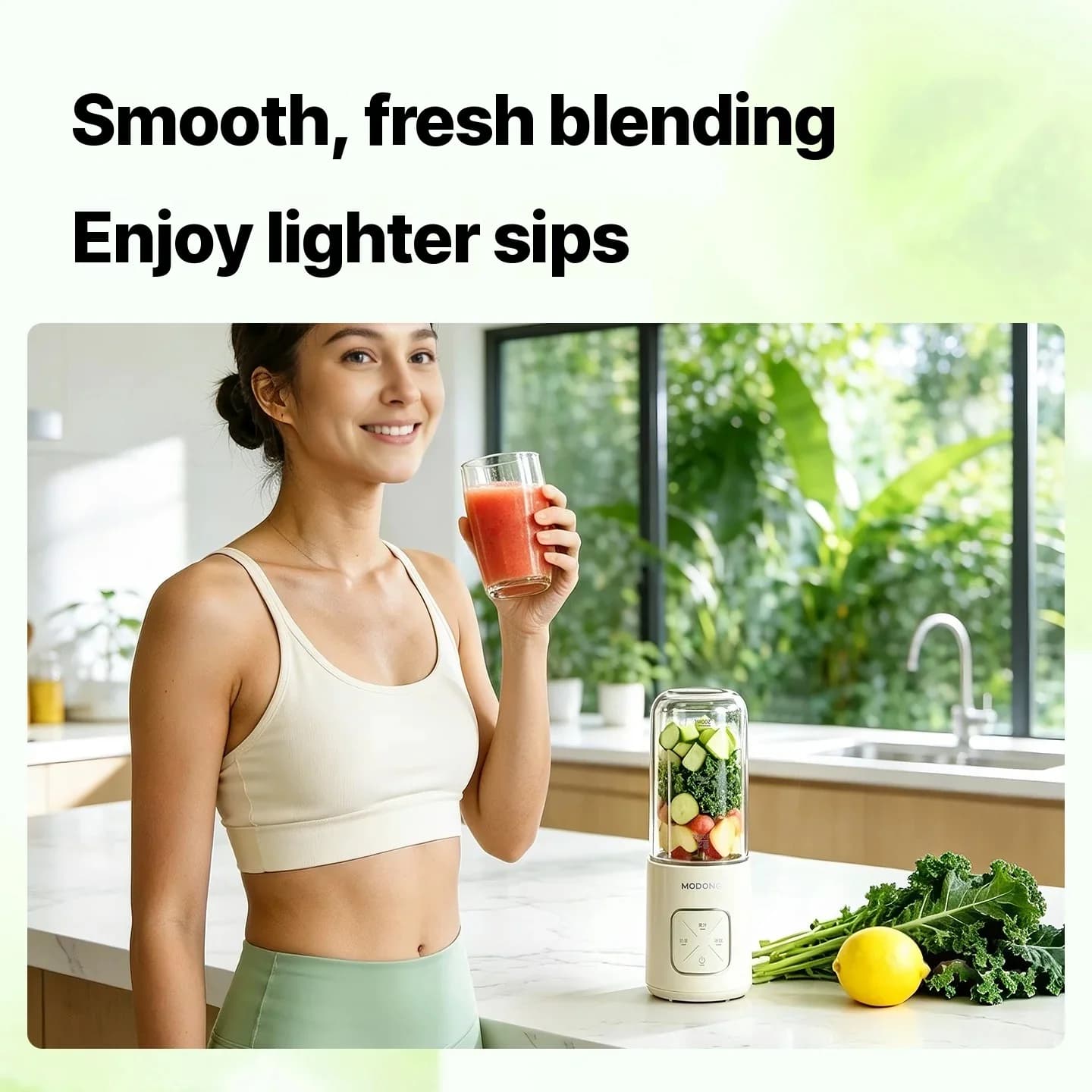 Bärbar trådlös blenderkopp med dubbla koppar och isbrytning