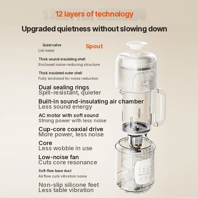 Värmeblender 1.2L med touchkontroll, glasbehållare