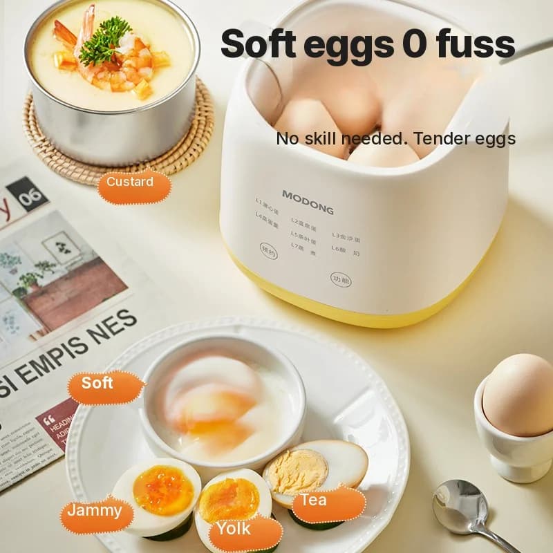 Elektrisk äggkokare för 4-6 ägg med skål för äggkräm