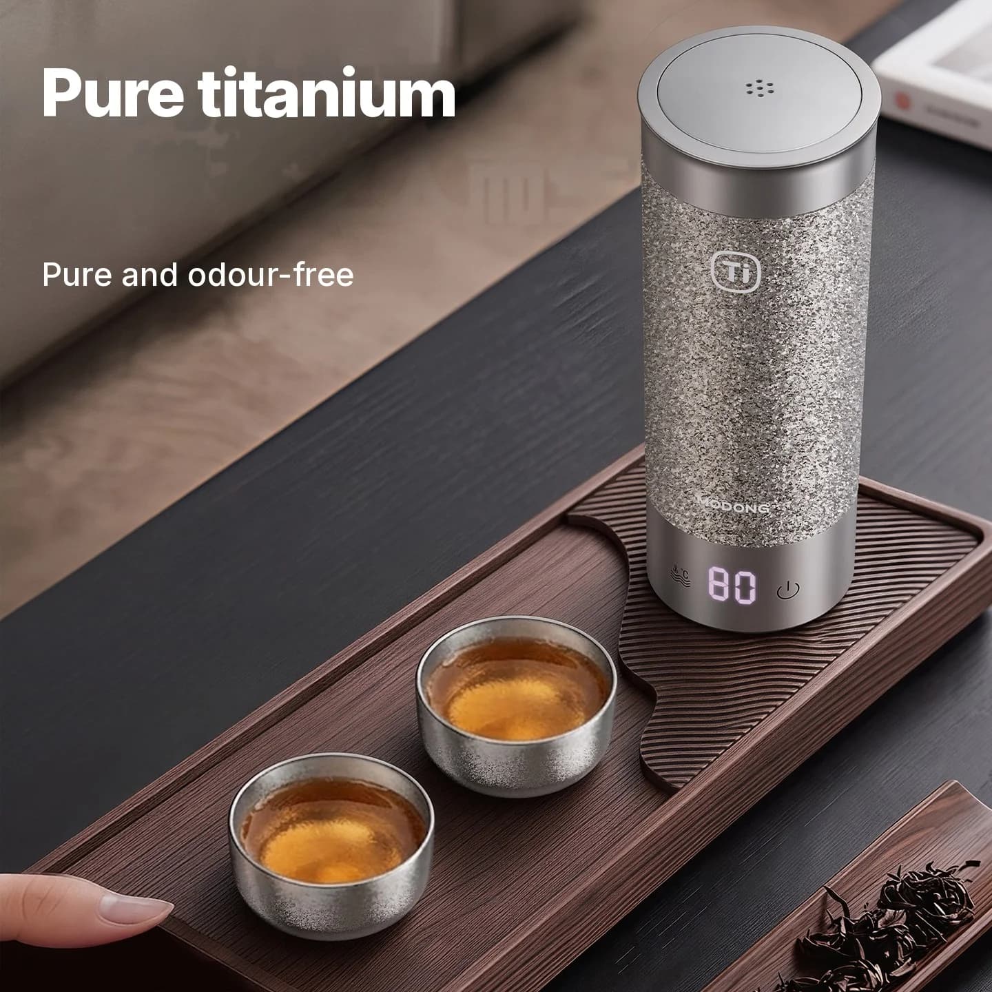 Gongfu tekoppset i ren titan 55ml handgjord, enkel finish
