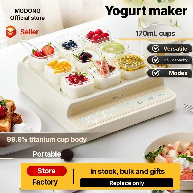 Yoghurtmaskin för 9 koppar med glasinsats och timer