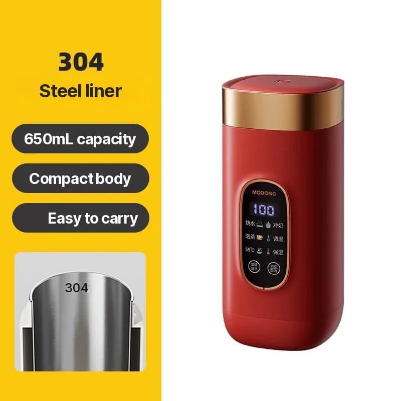 Bärbar elektrisk värmekopp för vatten 650 ml 304-innerdel 220V