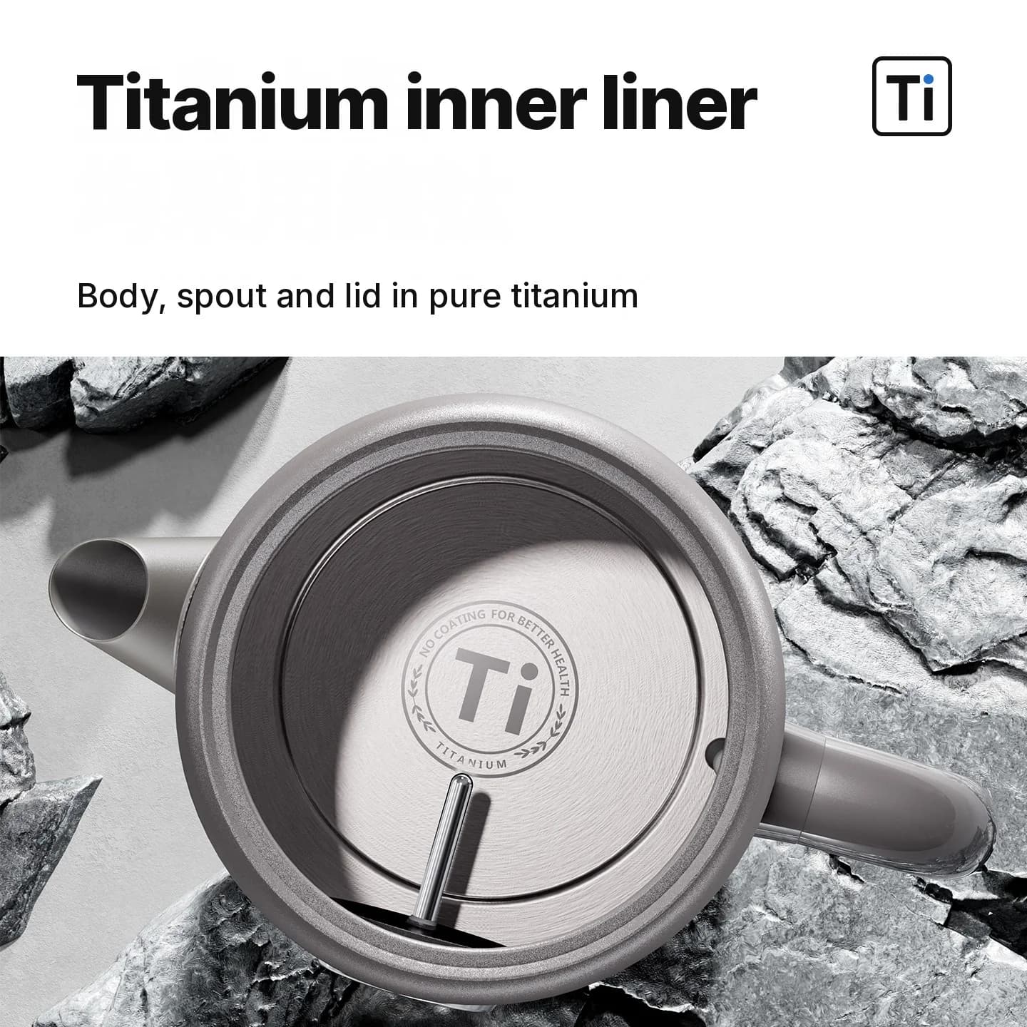 Ren elektrisk vattenkokare i titan 1.8L med temperaturdisplay