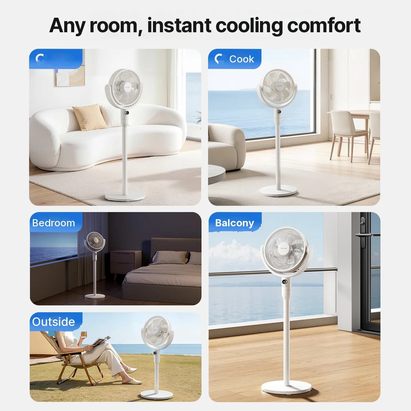 Bordfläkt för luftcirkulation med röststyrning och oscillation