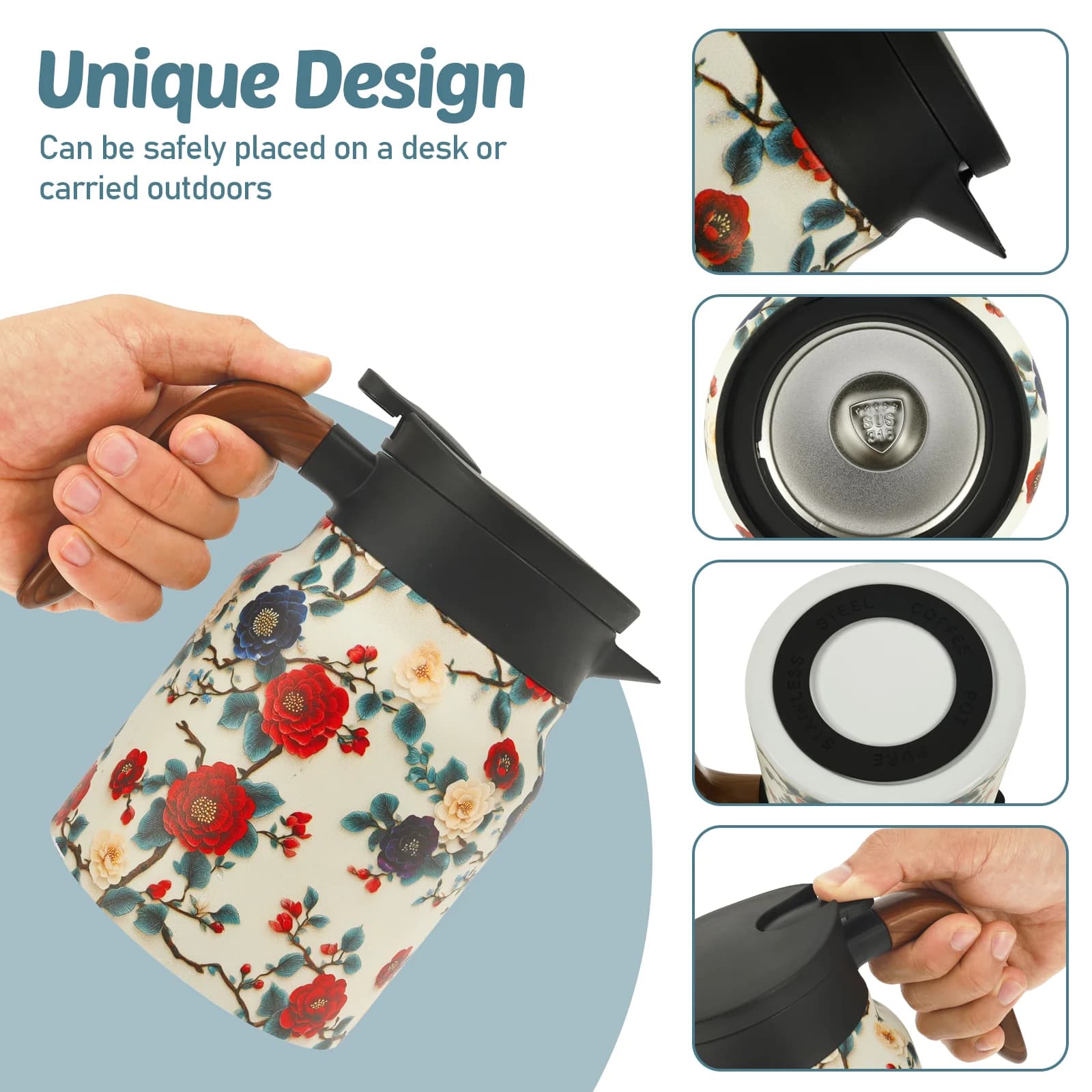 Vintage blommigt tekokarset