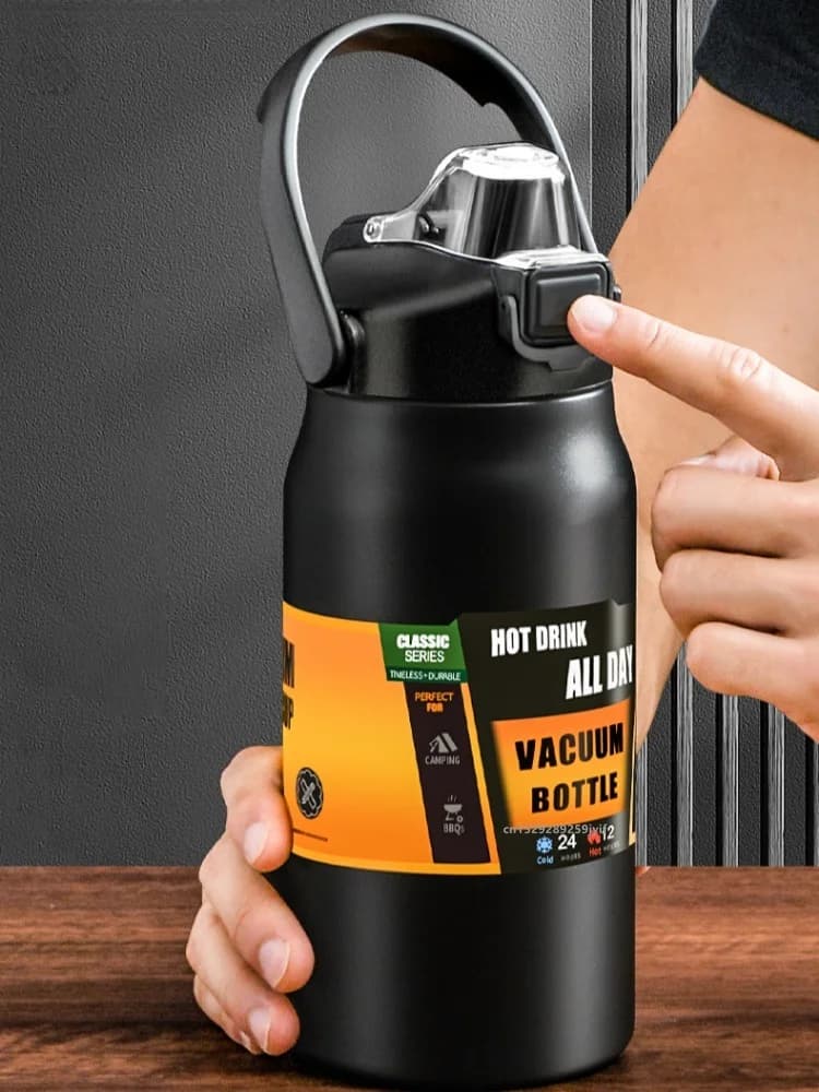 Stor sporttermos med sugrör 0.8-1.5L