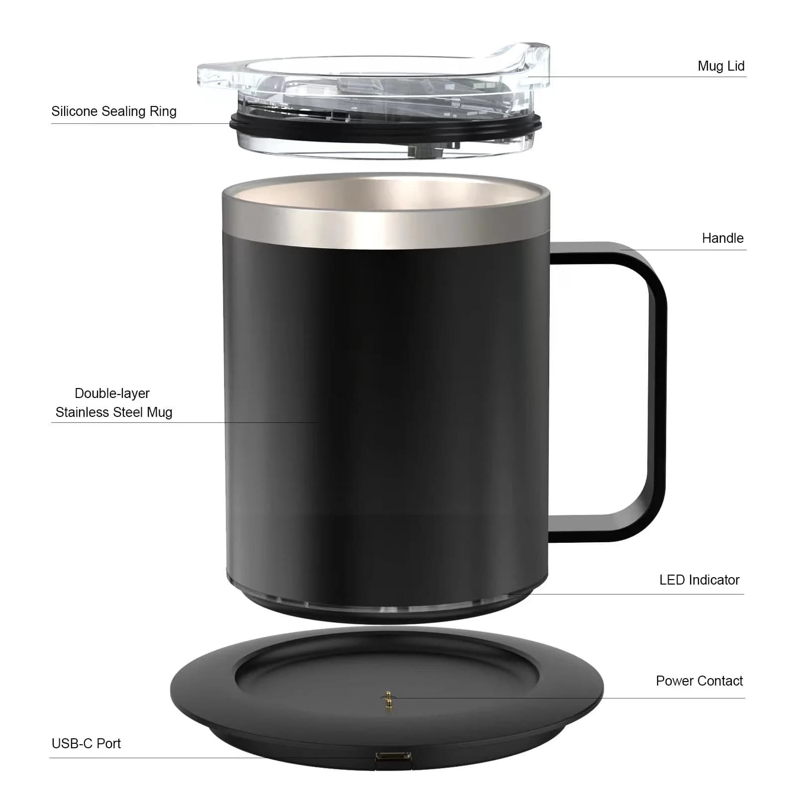 12oz USB-värmd kaffemugg