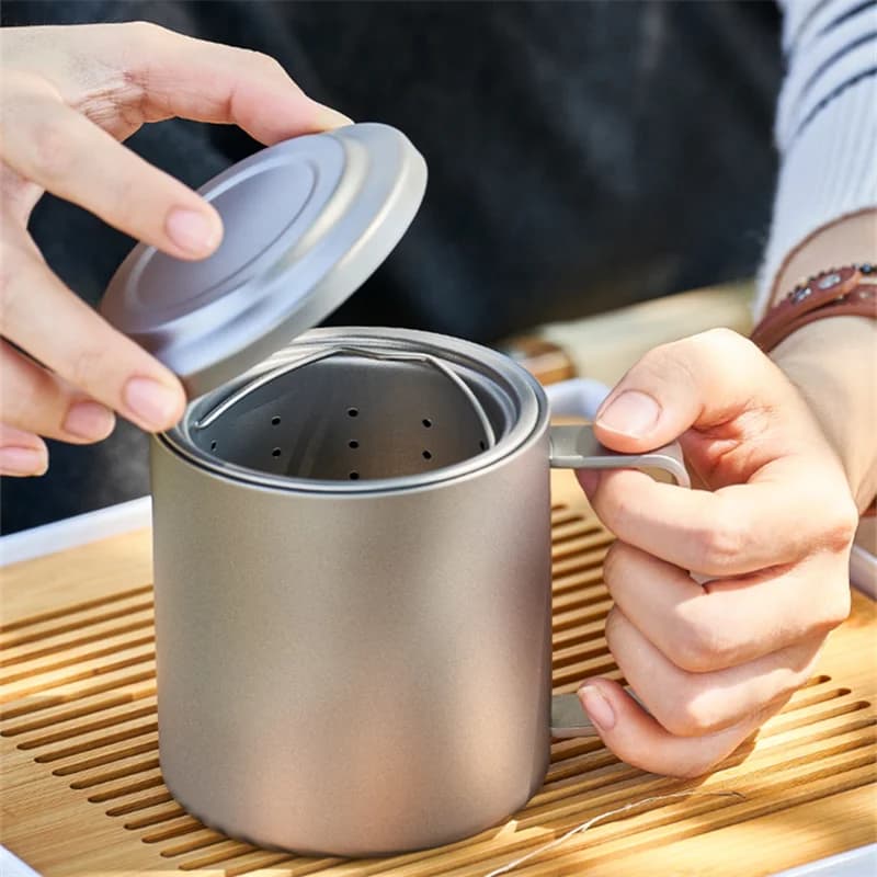 450ml Ren titanmugg med tesil